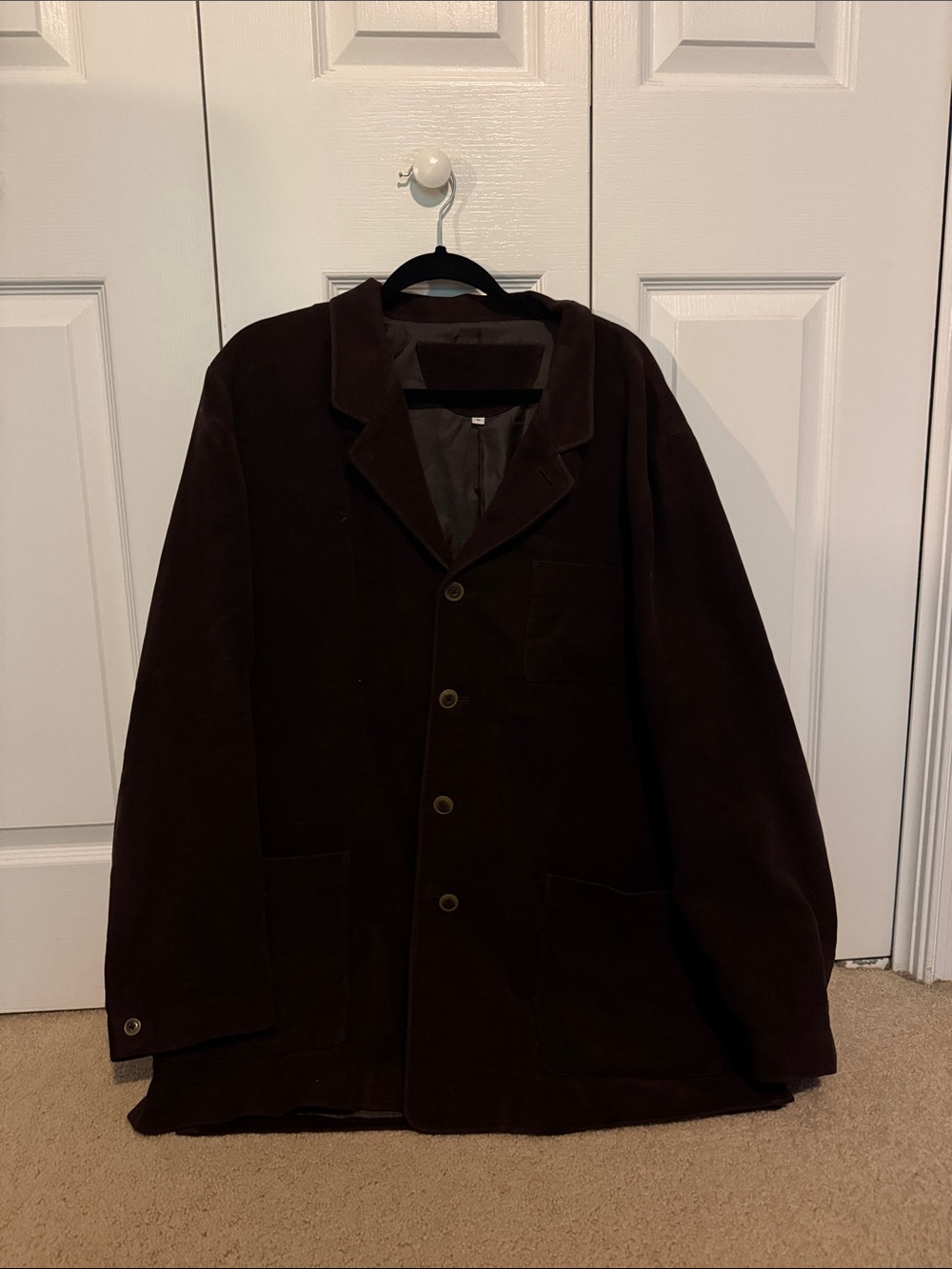 Men's XL Dark Brown Suede Button-Up Blazer/Coat